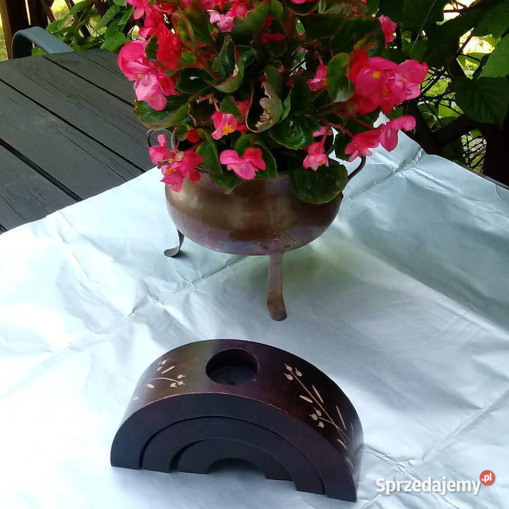 Vintage świecznik drewniany skandynawski Iłża