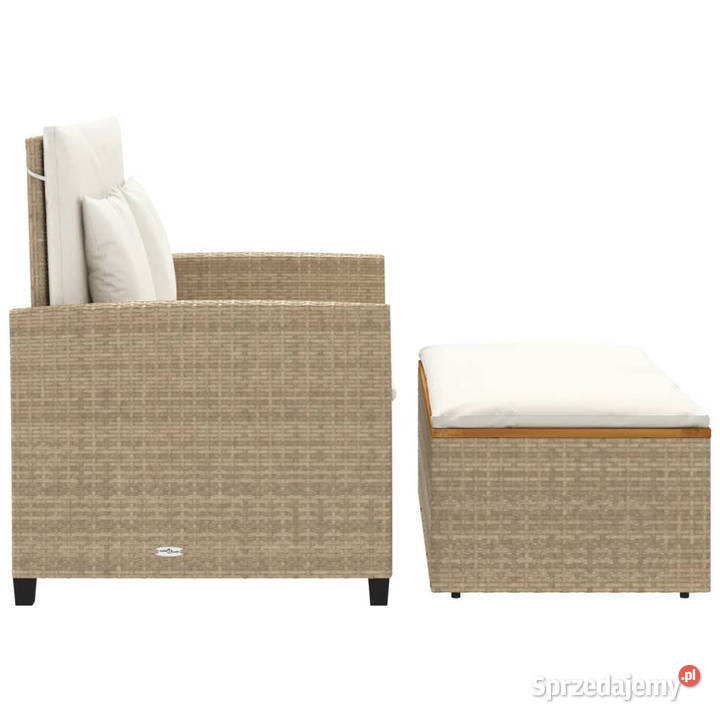 Sofa ogrodowa z poduszkami 2os beżowa rattan PE