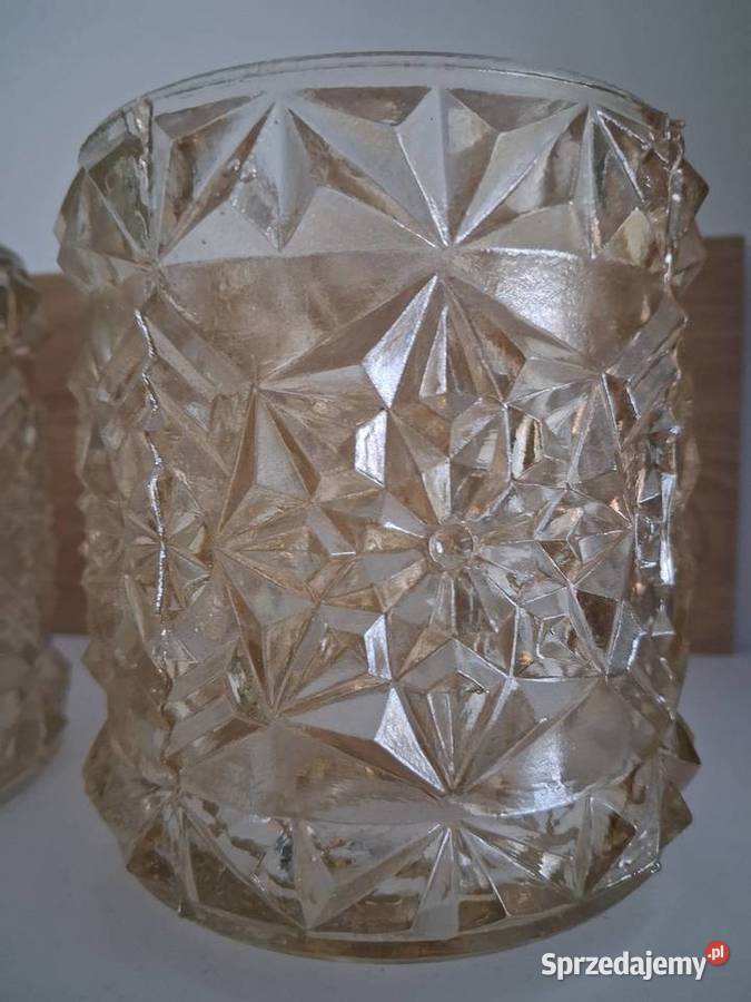 5 kloszy szklanych zdobionych PRL Warszawa