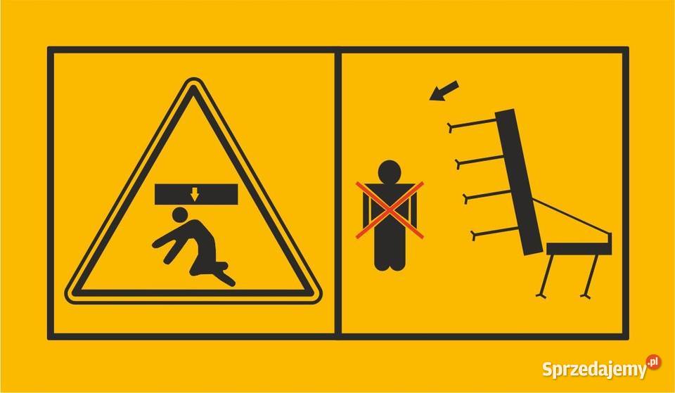 Naklejka ostrzegawcza uwaga przygniecenie ciała Kamionna