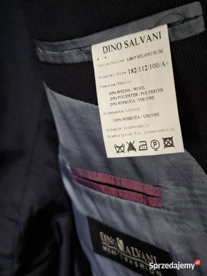 Garnitur męski Dino Salvani 182 granatowy Odzież wyjściowa Kraków