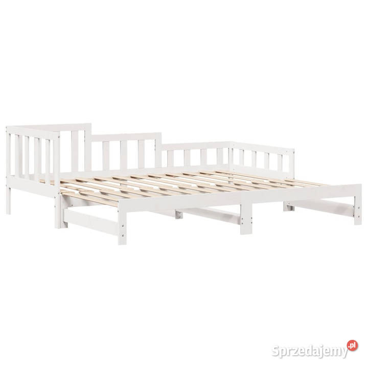 Sofa rozsuwana z szufladami bez materaca białe