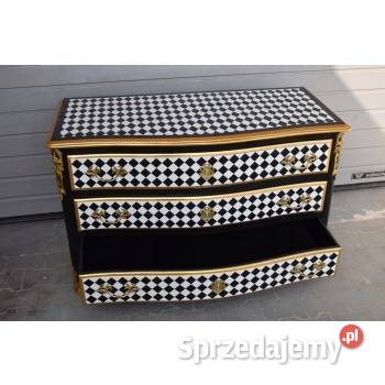 Królewska Biało Czarna Komoda Vintage Szafa Meble Kraków