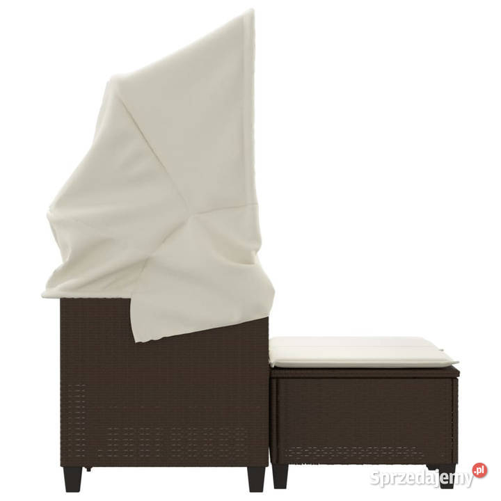 2os sofa ogrodowa daszek i podnóżki brązowa