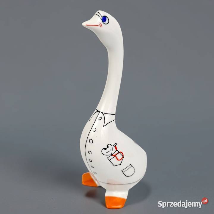 Look unikalna figurka gęś lekarka Hollohaza Porcelana i szkło