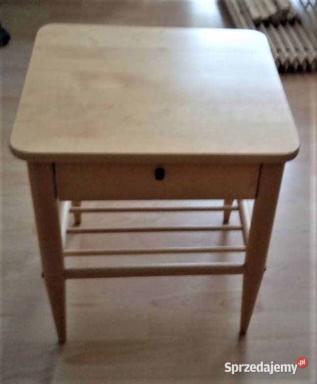 Stolik nocny lite drewno Ikea szuflada półka Stoły, krzesła, biurka Dąbrówka