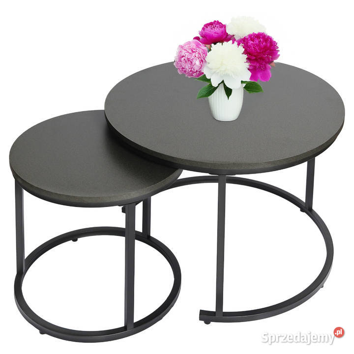 Nowoczesne stoliki kawowe okrągłe zestaw 2w1