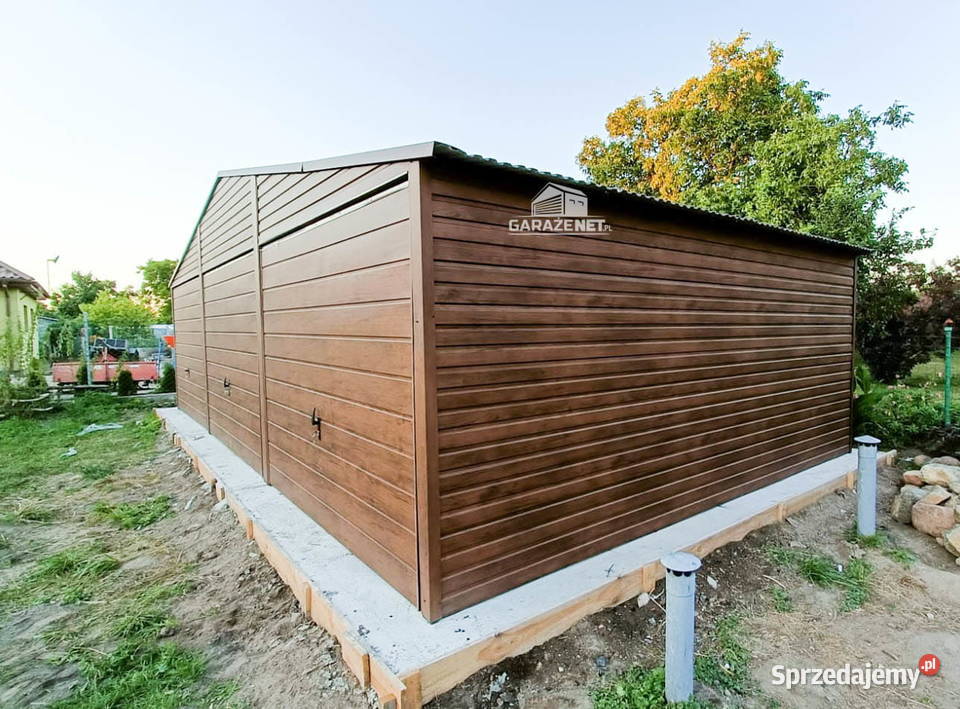 GARAŻ BLASZANY 9m x 6m DWUSPAD 3x BRAMA UCHYLNA Łapanów