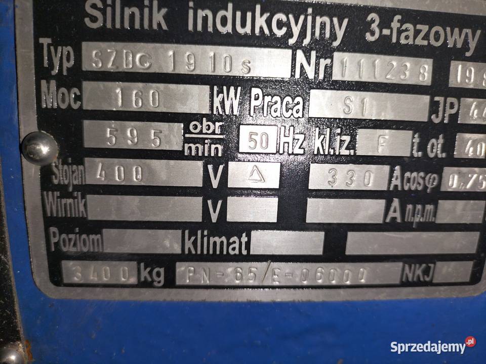 Silnik elektryczny 160kw 595obr M10 do