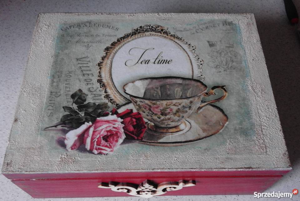 Dekoracja pudełko na herbatę drewniane śląskie
