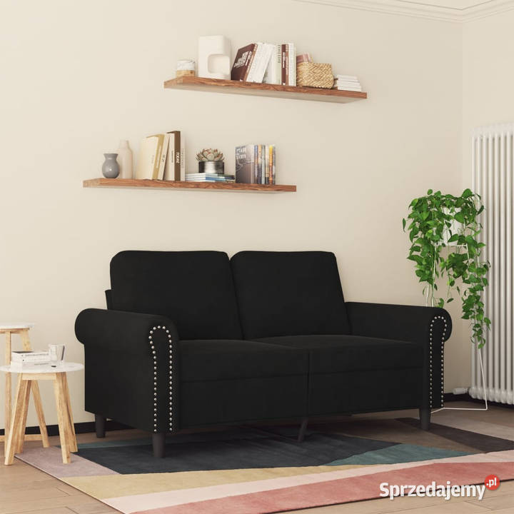Sofa 2osobowa czarna 120 tapicerowana aksamitem Sofy i kanapy mazowieckie Warszawa
