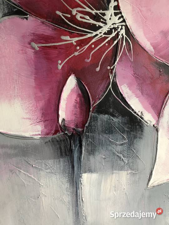 80 x 80 Obraz olejny na płótnie Bordowe kwiaty Inowrocław