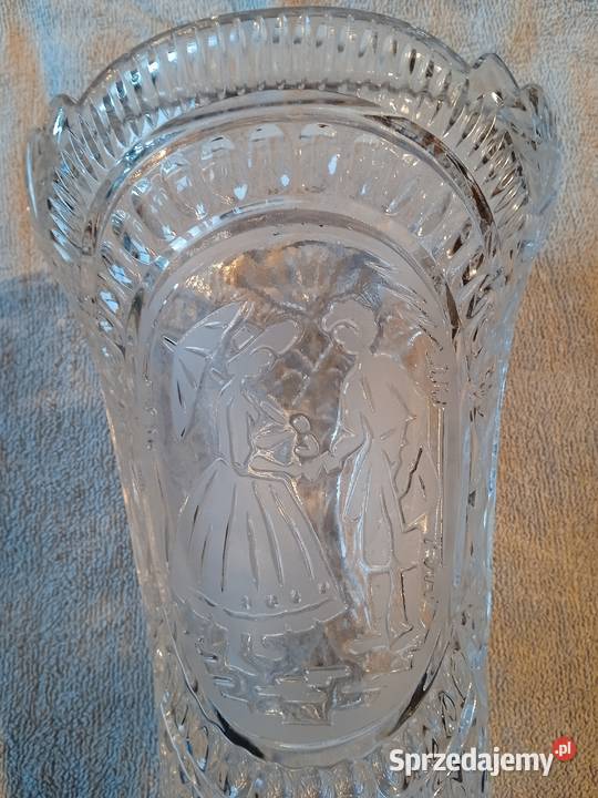 Duży wazon Bohemia wzór scenka rodzajowa retro Koźminek