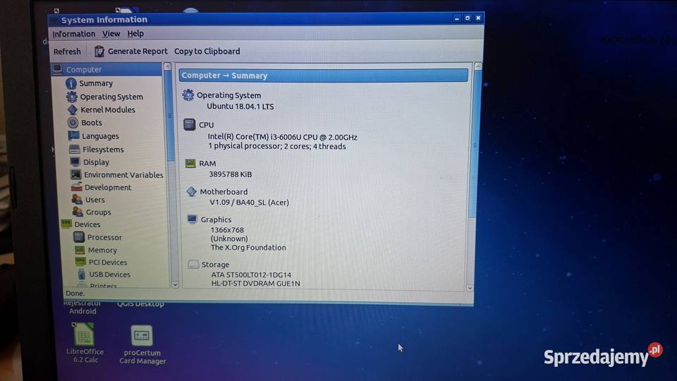 Laptop Acer N16C1 EX254037BA 156 i3 20 GHz RAM 4 4GB Acer Zielona Góra