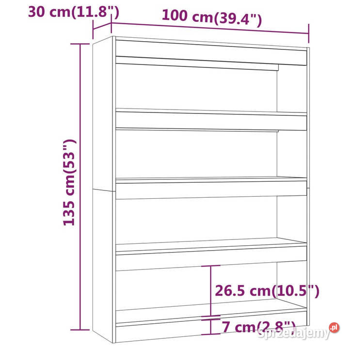 Regał na książkiprzegroda opalany dąb 100x30x135 mazowieckie Warszawa