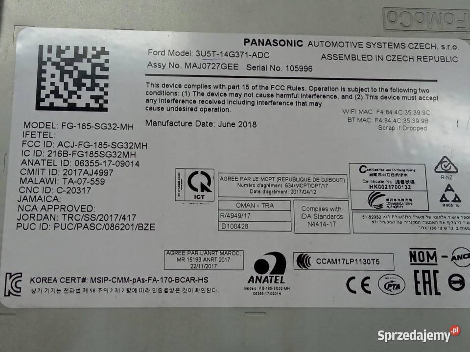 MODUŁ 3U5T14G371ADC Ford Focus MK4 2018 sprzedam
