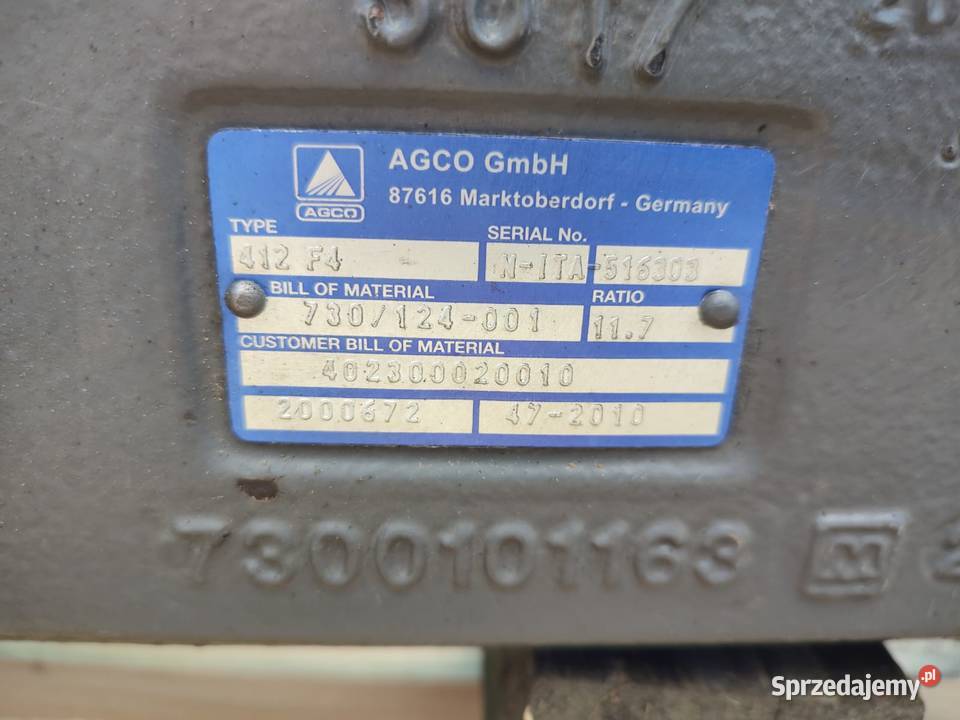 Most napędowy 412F4 AGCO 730124001 2000672 Fendt Wilkowo