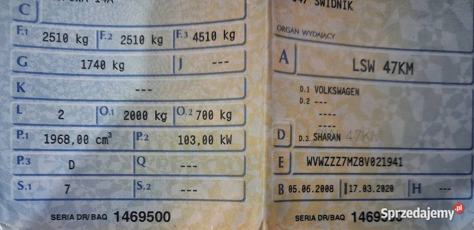 VW sharan 20 TDI 2008 D Piaski