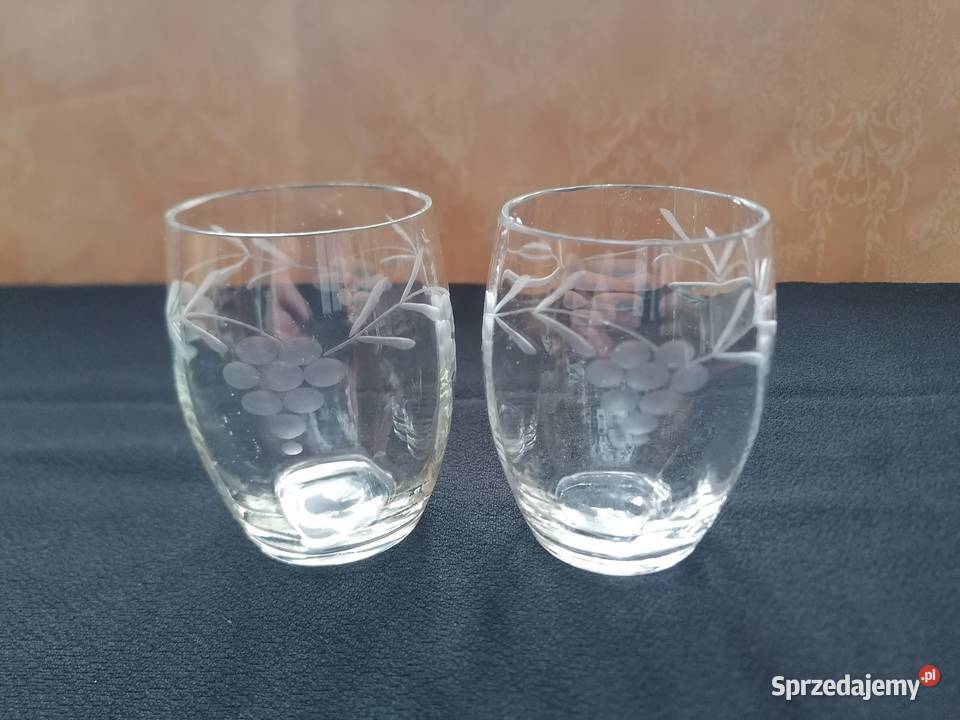Dwie szlifowane szklanki PRL łódzkie Łódź