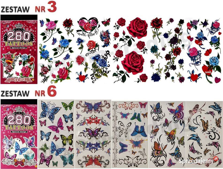 Zestaw Tatuaży Tatuaże Tymczasowe Zmywalne czarny Mogilany