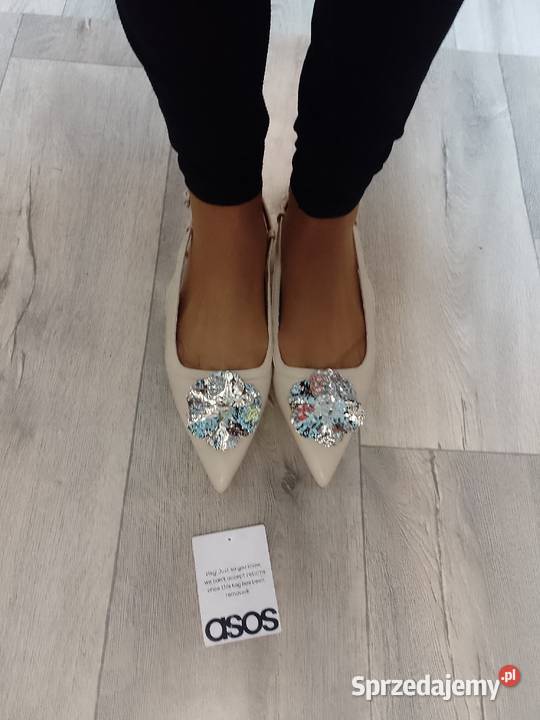 42 ASOS Design Beżowe bogato zdobione baleriny z małopolskie Kraków