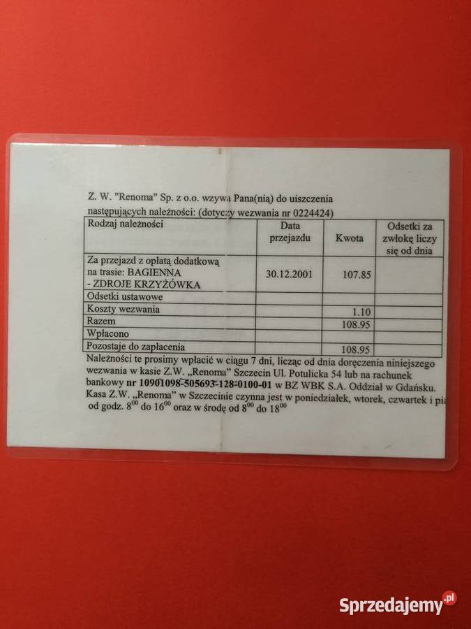 1601 Wezwanie Do Zapłaty Szczecin