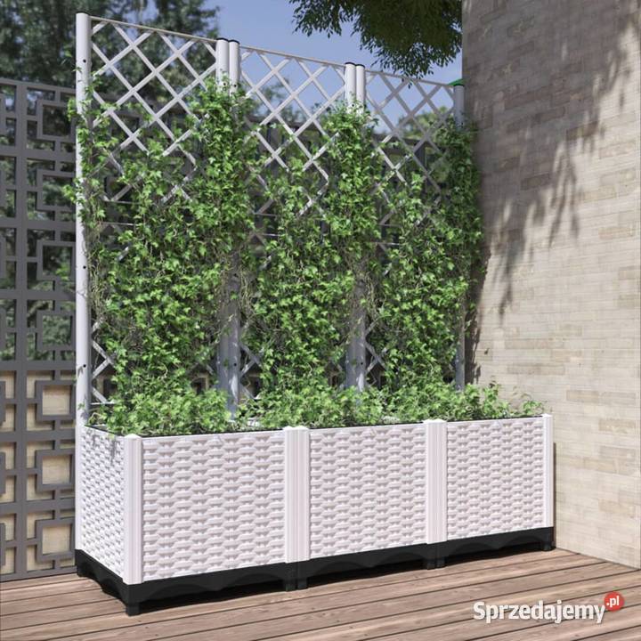 vidaXL Donica ogrodowa z kratką biała 120x40x136 Warszawa