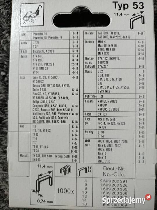 Zszywki BOSCH 6mm typ53 Kutno