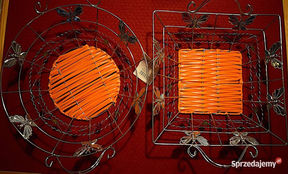Dwa metalowe ozdobne koszyki plus torba