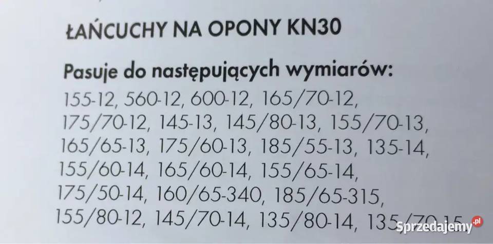 Łańcuchy śniegowe KN30 R14 R13 R12 nowe Poznań