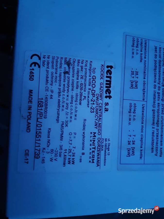 Piec gaz Termet MiniTerm Elegance GCODP 2123 Piaseczno