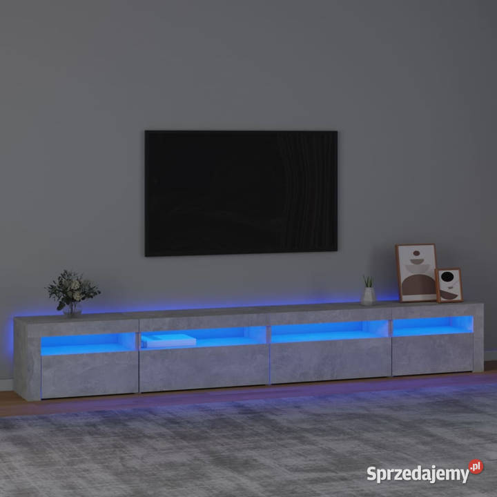 Szafka pod TV z oświetleniem LED szarość betonu Warszawa