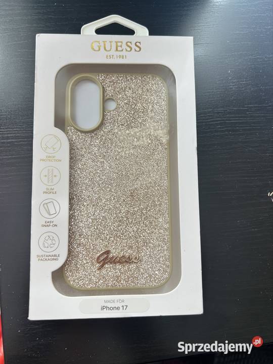 GUESS Etui na iPhone 17 Złote Glitter Nowe lubuskie Kostrzyn nad Odrą