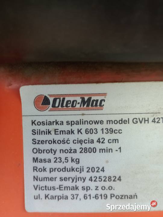 Kosiarka spalinowa Oleomac dolnośląskie Jawor