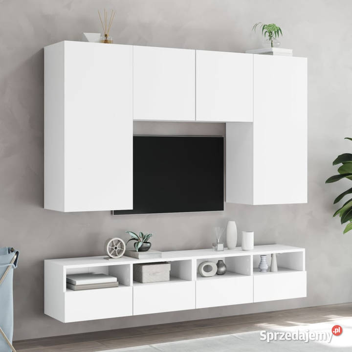 Ścienne szafki TV 2 białe 100x30x30 WM836883 Warszawa