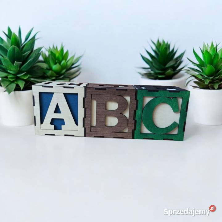 Duża Drewniana Kostka Edukacyjna z Alfabetem Edukacyjne
