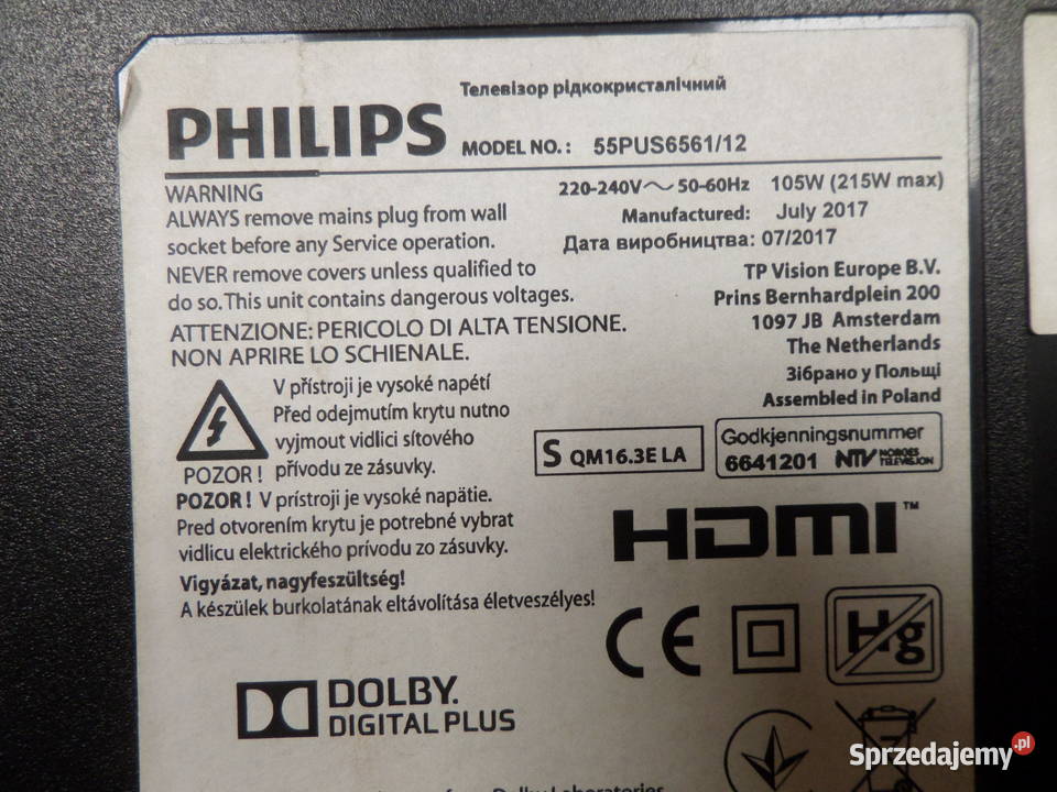 PHILIPS 55 55PUS6561 Ambilight 4K UHDSmart DVBT2 LED Telewizory wielkopolskie sprzedam