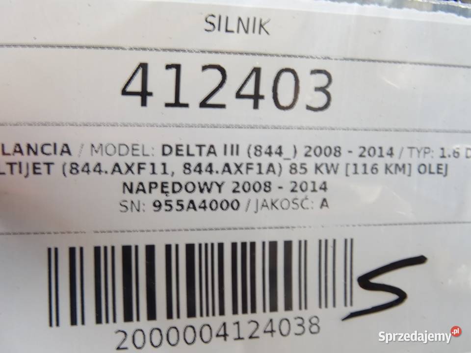 SILNIK LANCIA 16 116 955A4000 0814 DELTA III