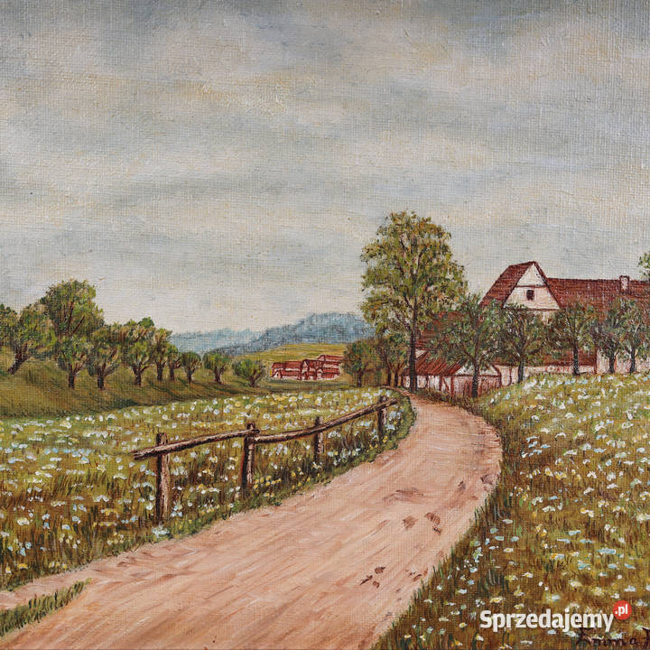 ARTexpert Obraz Olejny Sielski Krajobraz Wiejski Dobrzany
