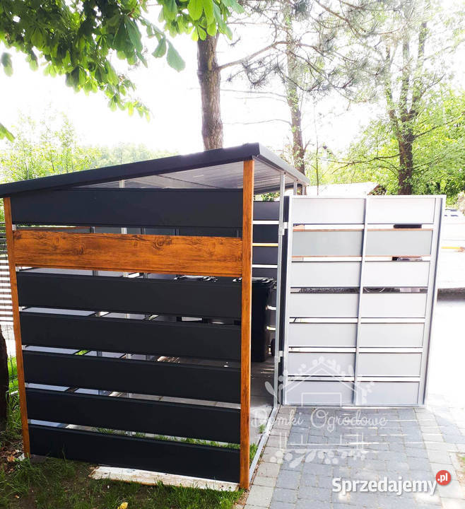 Wiata śmietnikowa spad tył 2x15 antracyt Domki narzędziowe pomorskie