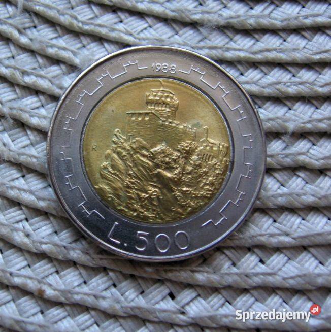 San Marino 500 Lirów 1988r Potencjał San Marino Numizmatyka Antyki, Sztuka, Kolekcje Kalisz