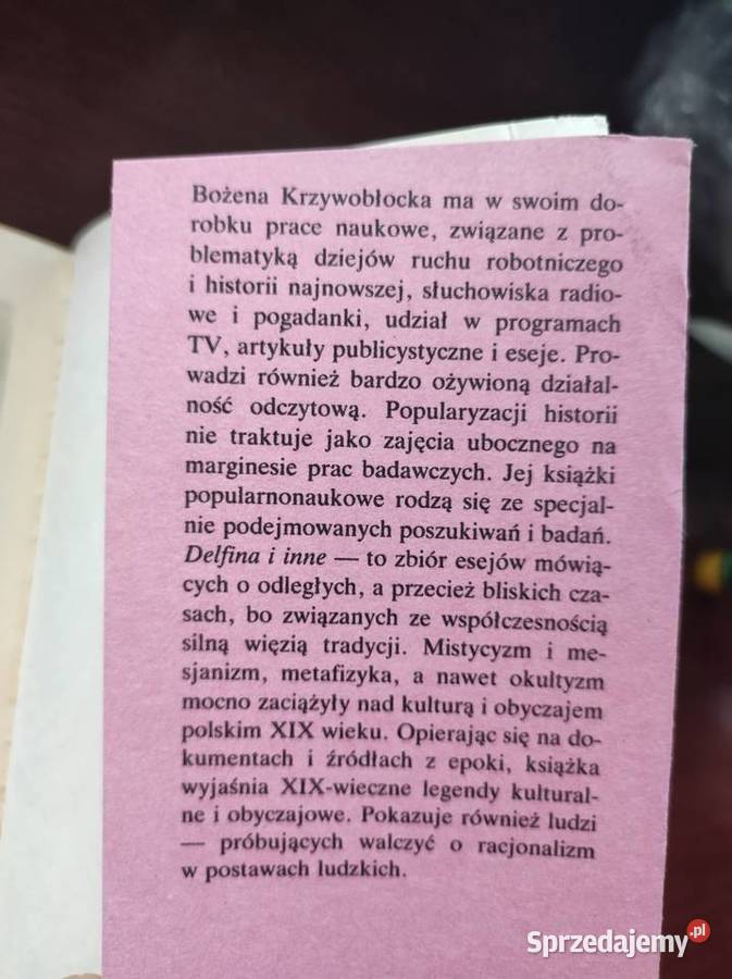 Delfina i inne Bożena Krzywobłocka zbiór esejów ISBN 8167880600736 Kielce