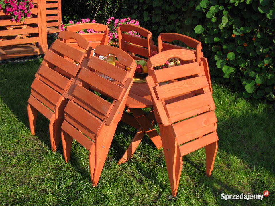Zestaw drewnianych mebli ogrodowych składanych Kalety