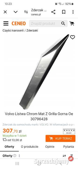 Listwa grilla grill volvo xc60 30796428