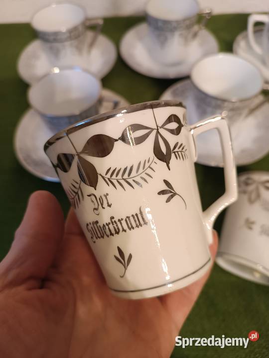 Filiżanki srebrzona porcelana Porcelana i szkło Gorlice