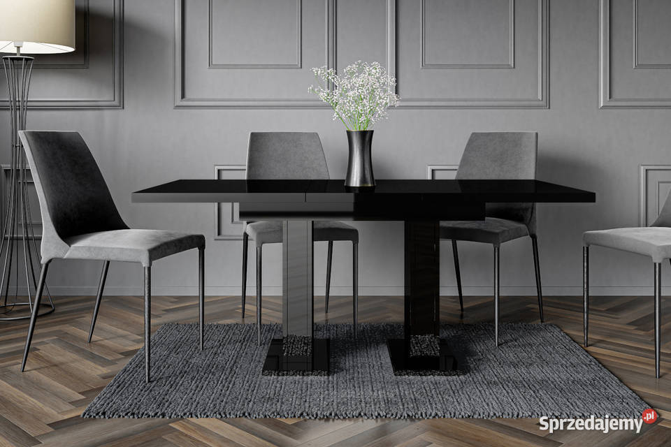 Nowoczesny Stół Rozkładany Czarny Wysoki POŁYSK Warszawa