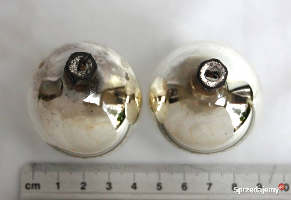 Stare bombki szklane srebrne 2 45 PRL vintage Lublin