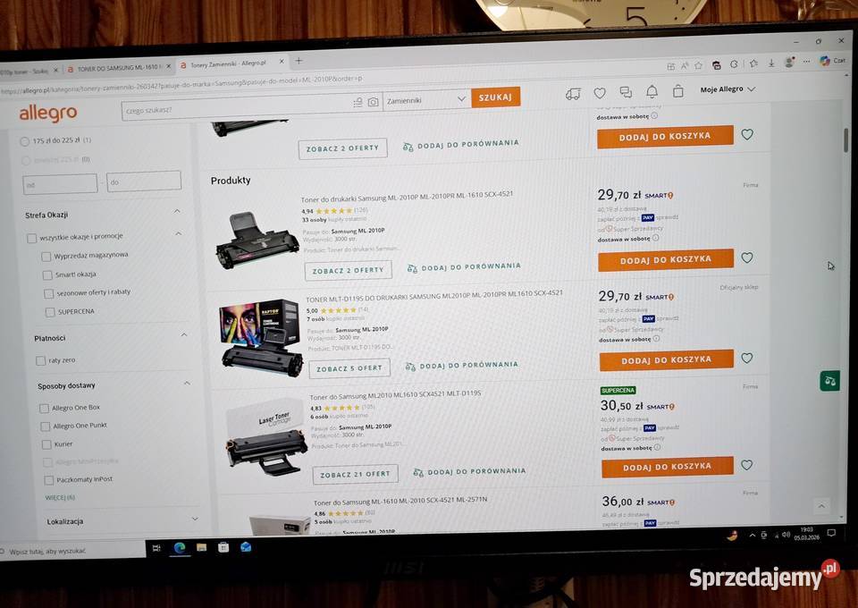 Drukarka laserowa Samsung ML 2010P USB na tonery Samsung