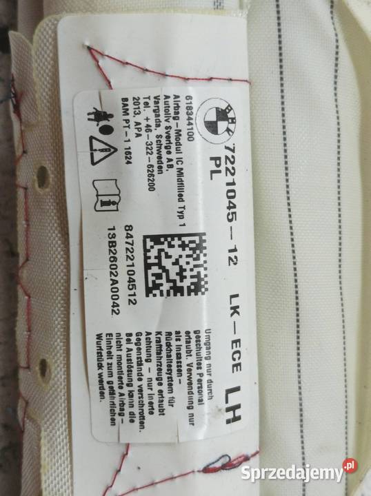 KURTYNA POWIETRZNA AIRBAG LEWA Bmw Seria 1 II osobowe świętokrzyskie