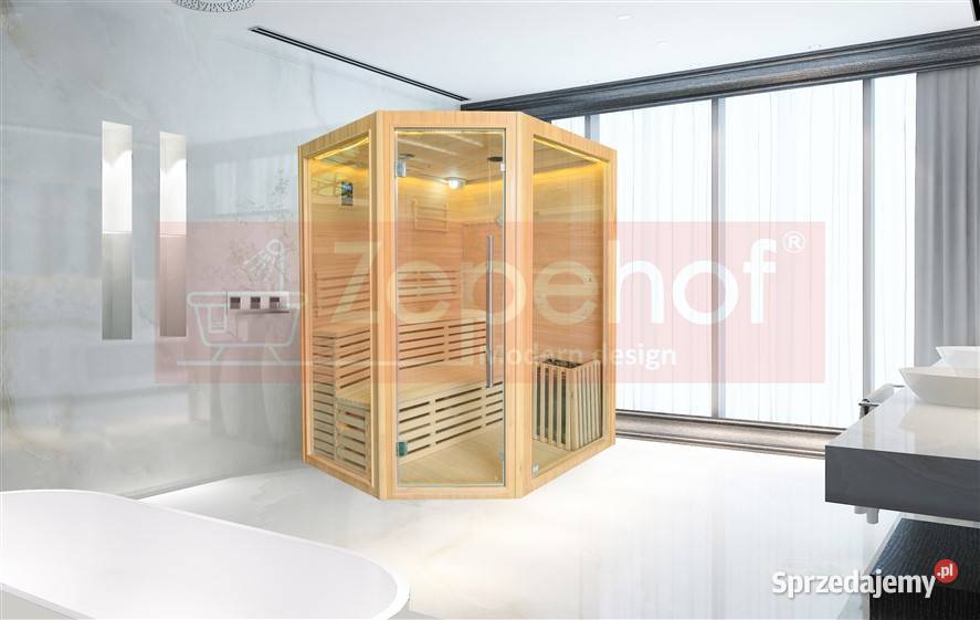 Sauna fińska sucha z piecem 1600x1600mm MOC 60 Pozostałe Grabówka